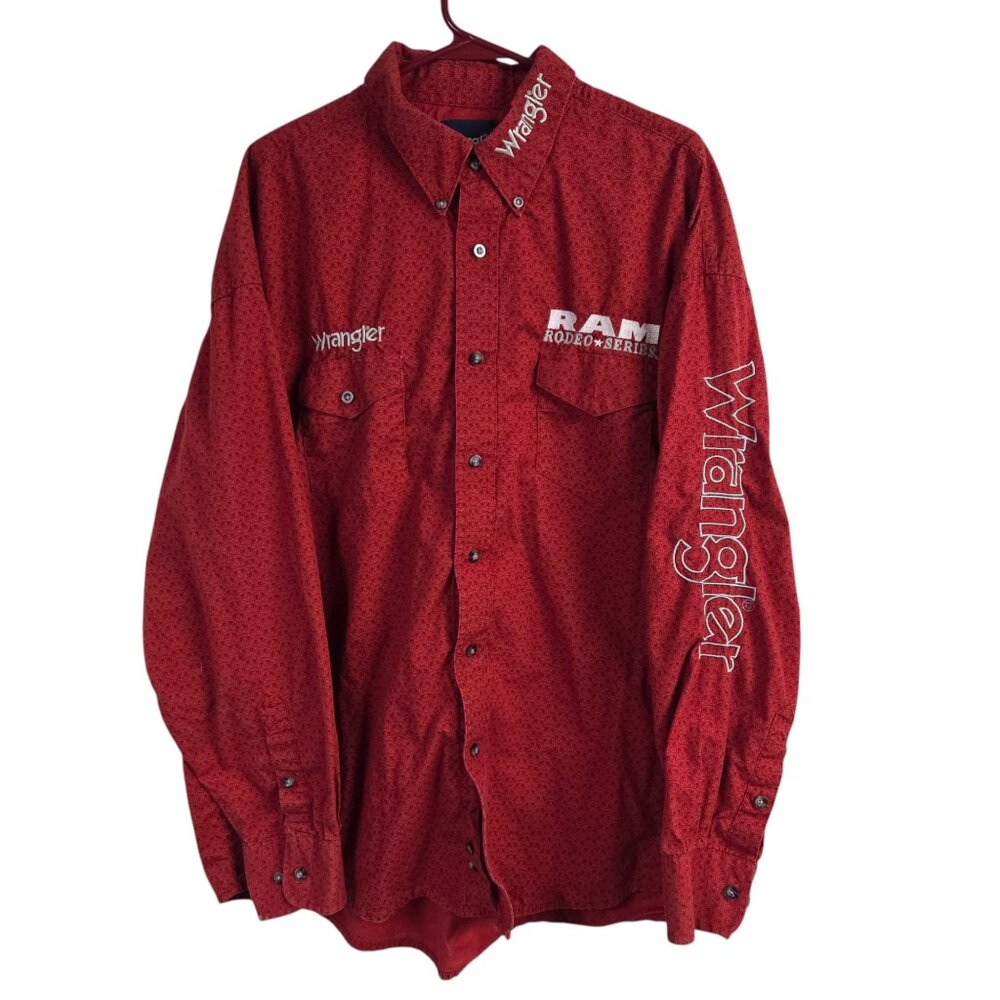 Wrangler Dodge Ram Rodeo Series Men's XXL Red Long Sleeve Button Down Shirt